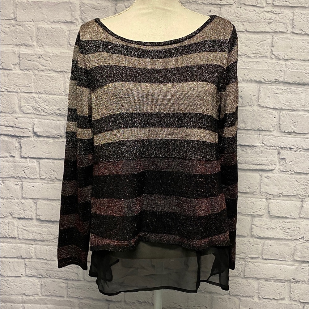 WHBM Metallic Sweater Layered Look Size Medium
